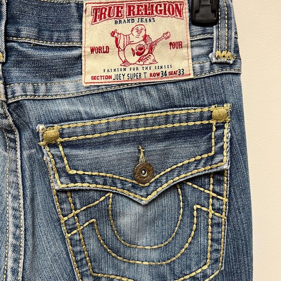 Vintage True Religion Men’s 34 Straight Joey Super T Big T Jeans Made In USA - Picture 3 of 7